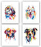 Lovely Dog Canvas Wall Art - Colorful Border Collie Pet Painting, Set of 4 (8”X10”, No Frame)