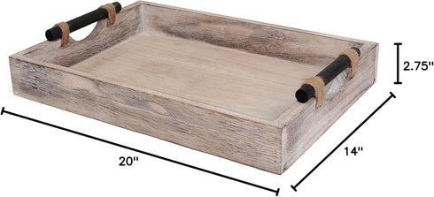 Rutledge & King Bethany Serving Tray - Ottoman Tray/Decorative Tray - Coffee Table Tray/Round Wooden Tray - Breakfast
