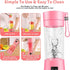 E&M's Portable Blender & Juicer Combo, USB Rechargeable, Pink, Mediam by E&M's