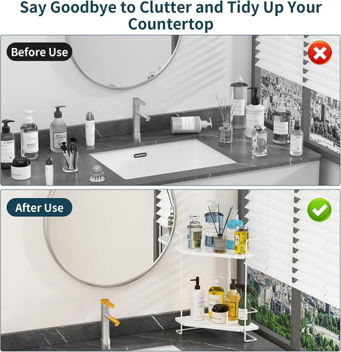 2-Tier Counter Counter, BOIVSHI Bathroom Organizner, Bathroom Organizers and Storage for Bathroom, Kitchen Corner