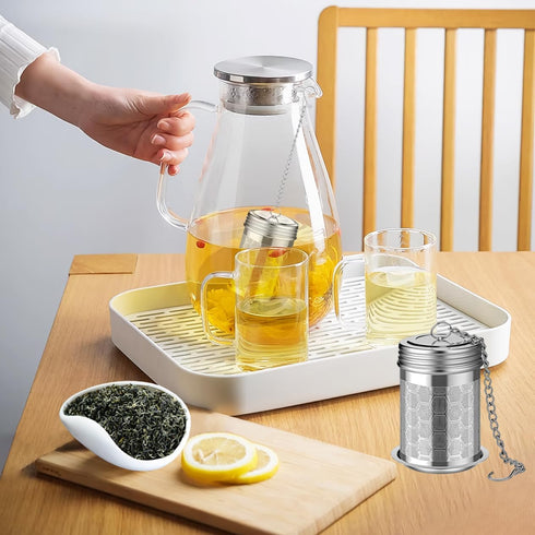 2 Pack Tea Infuser for Loose Tea, Extra Fine Mesh Strainers with Drip Trays, 304 Stainless Steel Tea Diffuser