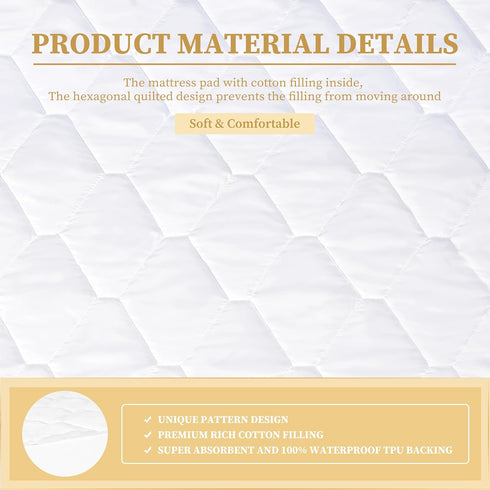 8-21 Inches Cal King Quilted Fitted Waterproof Mattress Pad, Breathable Premium Soft Filling Mattress Protector, Deep