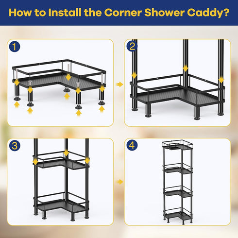 4 4 Verdenu Corner Shower Caddy, Tier Standing Shower Caddy for Shampoo Storage with Soap Holder, Stainless Steel