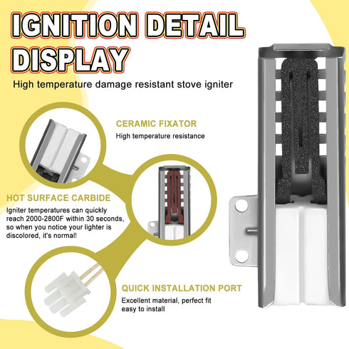 DG94-00520A Gas Range Oven Igniter with Connector Plug, Fits Samsung NX58H5600SS, 1 Year Warranty, Fragile