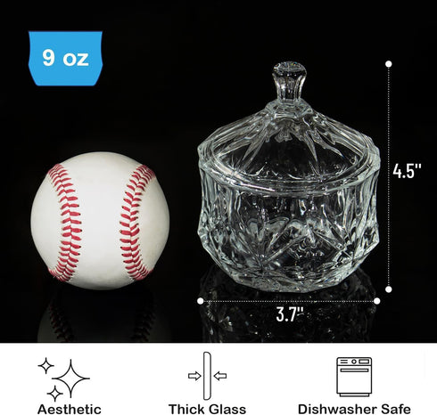 Iyulania 9 oz Glass Salt Box with Lid, Decorative Storage Container for Pepper, Kosher Salt, Sugar, Spices and Candies