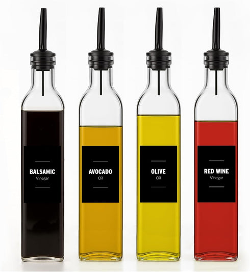 Mlle Label Olive Oil & Vinegar Dispenser Bottle Set with Stainless Steel Pourer, Funnel