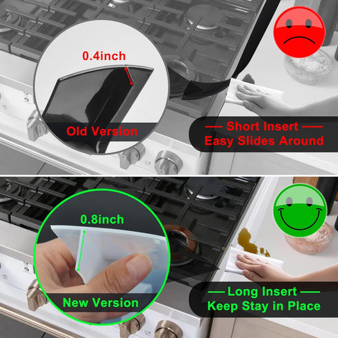 Silicone Stove Counter Gap Cover - Transparent 25" Long Kitchen Counter Gap Filler, Set of 2