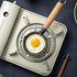 Mini Egg Frying Pan Cast Iron Omelette Skillet with Wooden Handle, Pre-Seasoned for Indoor Outdoor Cooking (13x5cm).