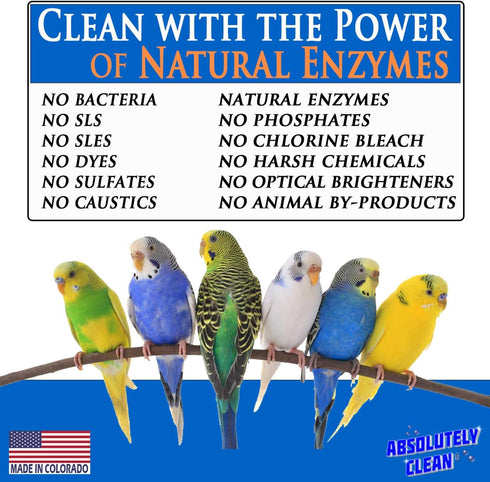 16oz (Pack 2) Absolutely Clean Amazing Bird Cage Cleaner and Deodorizer - Just Spray/Wipe - Safely & Easily Removes