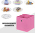 Foldable Storage Cubes Bins, Set of 6 Cloth Storage Cube Fabric Organizer Baskets with Dual Handles, 11 Inch (Pink)