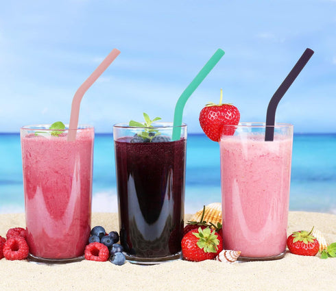 Senneny Set of 12 Reusable Silicone Drinking Straws for 30oz and 20oz - BPA Free with Cleaning Brushes
