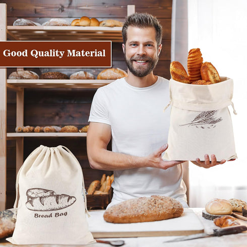 2 Pack 17.7 11.8in Augshy Bread Bags, Bread Bags for Homemade Bread, * Linen Bread Bag -Inside Lining to Keep Bread