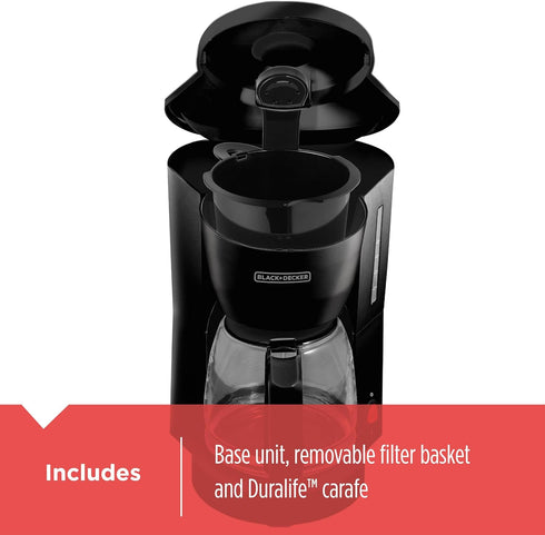 5-Cup DCM600B BLACK+DECKER Coffeemaker, Black