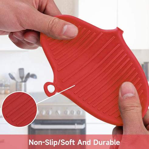 NEPAK 2 Pairs Heat Resistant Oven Mitts, Mini Silicone Gloves, Potholder for Kitchen Cooking & Baking (Red, Blue)
