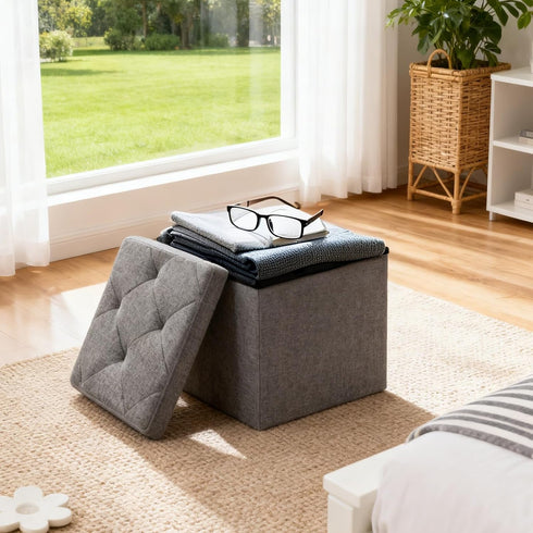 SAMRELAX 15 Inches Set, 500LBS, Ottoman with Storage, Folding Storage Ottoman Bench Storage Chest for Entryway, Living