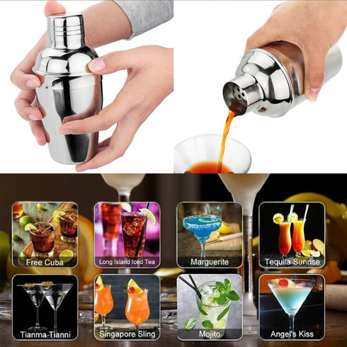 12oz Stainless Steel Cocktail Shaker, Small Single Bar Shaker for Martini Margarita Alcohol Drink Mixer