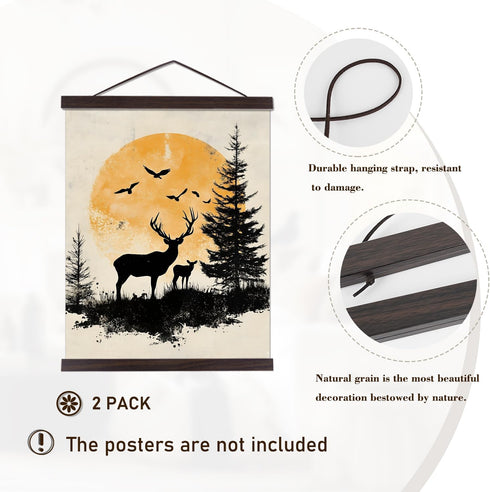2 Pack 20x28 20x30 20x26 20", 2 Packs) Magnetic Poster Hanger Frame, Light Wood Wooden Magnet Canvas Artwork Print