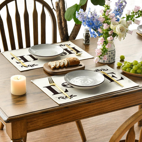 Artoid Mode Love Family Together Home Buffalo Plaid Placemats for Dining Table, 12 x 18 Inch Set of 4 Holiday Vintage