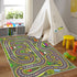 7047 3D Kids Rug, Race Track Playmat Rugs in Kids Carpet with Rubber Backing, Start and Finish line Racing Track