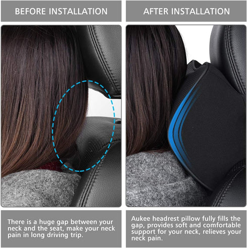 Memory Foam Car Neck Pillow - Soft Leather Headrest for Driving Home Office, Black (1PC)