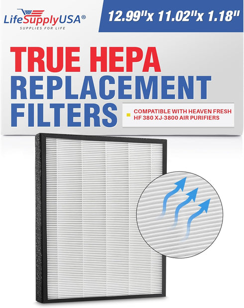 LifeSupplyUSA 2-in-1 True HEPA Air Cleaner Replacement Filter + Activated Carbon Charcoal for Heaven Fresh HF 380