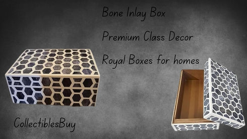 collectiblesBuy Victorian Stone Containers - Handcrafted Jewelry Keepsake Storage Box, Bone Inlay Home Decor