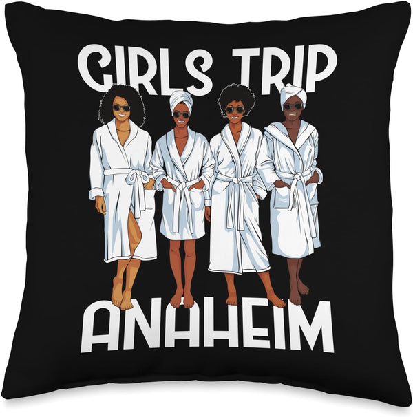 Girls Trip 2024 Anaheim - For Black Melanin Women Spa Relax Throw Pillow, 16x16, Multicolor