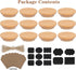 Set 12 Pack Oui Yogurt Lids - Bamboo & Wooden, Silicone Sealed, with Glass Storage Lids