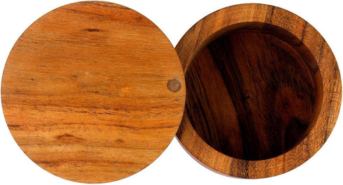 Kaizen Casa Acacia Wood Salt or Spice Box with Swivel Cover, Perfect for Keeping Seasonings Close at Hand