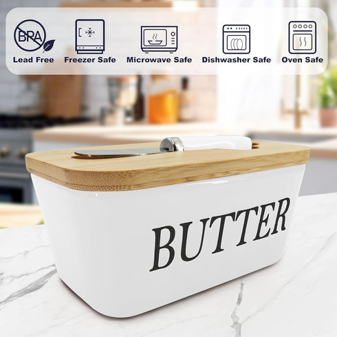 Satax Countertop Butter Dish with Lid and Knife Spreader for and Refrigerator, Keep Butter Fresh, Easy Scoop
