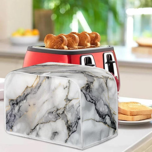ZDCUSTOM White Marble Toaster Cover, 2 Slice Bread Toaster Oven Protector Covers