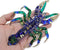 Tiny 6" Blue Green Gold Dots Lobster Figurine - Miniature Hand Blown