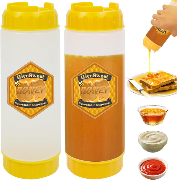Honey Jar 18 Oz Honey Dispenser No Drip For Double Ended Squeeze