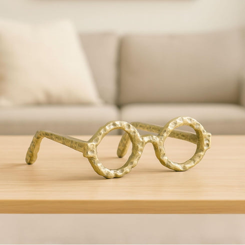 7"x3", Round Glasses Decorative Object Aluminum Sculpture Modern Home Decor Ornament Shelf Styling & Coffee Table Decor