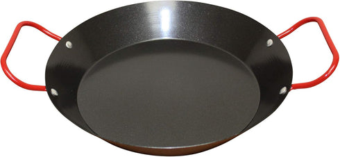 IMUSA USA 10" Carbon Steel Coated Nonstick Paella Pan, Black with Red Handles