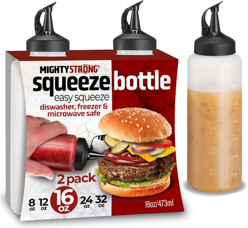 Condiment Squeeze Bottles for Sauces and Liquids 16 oz Plastic Refillable Squirt