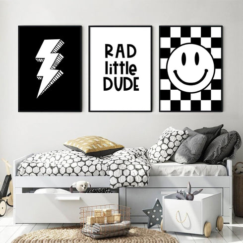 Joocrise Set 3 12x16 Inch Boys Room Wall Art Decor of Toddler Nursery Canvas Wall Art Baby Kids Wall Decor Black