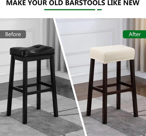 2 Pack Counter YISUN Stool Covers Rectangle - Stretch Waterproof Saddle Seat Cover Bar Stools Bar Chairs Covers Kitchen