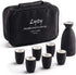 Ceramic Sake Set with Cups + Keep Sake Storage Box - Traditional Porcelain Pottery Drink Set Kit, 7-Piece