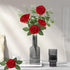 AmyHomie 50pcs Dark Red Artificial Flowers, Real Looking Fake Roses with Stem for DIY Wedding Bouquets, Centerpieces,