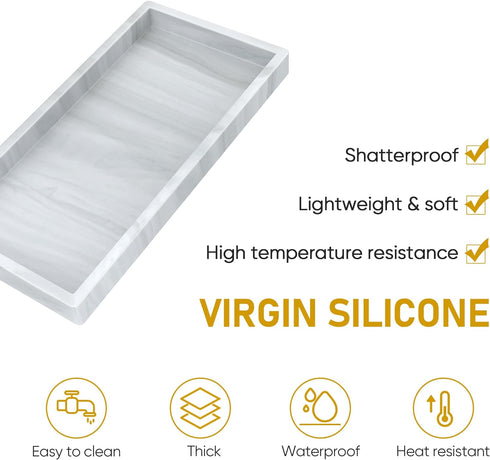 EG-SIPRO Bathroom Counter Tray, High-Grade Thickened Silicone Vanity Tray, Shatterproof Durable Rectangle for Countertop