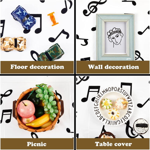 108 x 54 Inch Musical Notes Tablecover, Disposable Plastic Tablecloth for Birthday Party Decoration Supplies (2 Pieces)