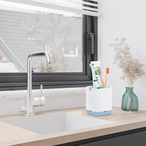 Boperzi Toothbrush Holders for Bathrooms, Anti-Slip Countertop Organizer for Electric Toothbrush and Razor (Blue)