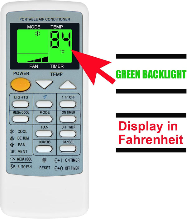 Replacement Remote Control for Sharp Air Conditioner, Model CRMC-A805JBEZ, Works for CV-P09FL, CV-P10MX