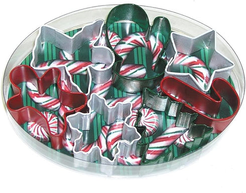R&M International Mini Christmas Cookie Cutters, 7-Piece Set - Tree, Star, Candy Cane, Angel, Mitten, Folk Boy,