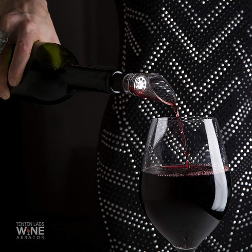 TenTen Labs Wine Aerator Pourer and Stopper (2-pack) - Wine Saver and Re-corker, Gift Box Included (Red)
