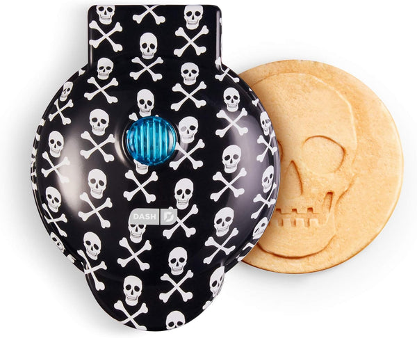 DASH Mini Waffle Maker Machine, 4 Inch, Black Skull, for Breakfast, Lunch, Snacks, Easy to Clean