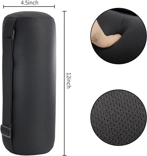 Patty Both Lumbar Support Pillow Lumbar Roll Lower Back Pillow Adjustable Strap and Memory Foam Back Cushion with Washable Cover for Travel Office Chair,Game Chair,Car,Black