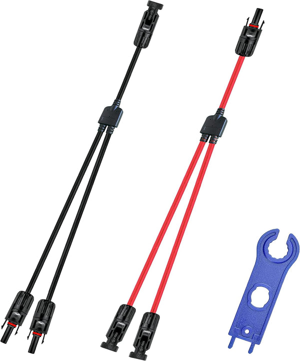 Y Solar Connector, Solar Y Branch Parallel Cable, 10AWG 45A Waterproof IP68 40CM Cable for Solar Panels