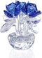 H&D HYALINE & DORA Blue Crystal Rose Flowers Figurines Ornament with Gift Box